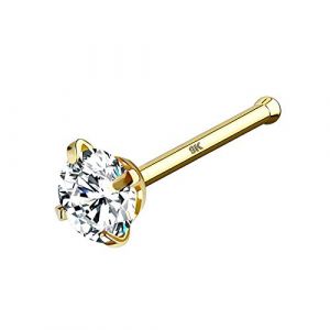 OUFER Body Piercing 14K Piercing Nez Or 20G Clou de Nez Stud en Forme de L Vis Nasale avec CZ Brillant Piercing Nasale Anneau pour Femme Cadeau Fille Bijoux Piercing Corps (OUFER Body Piercing, neuf)