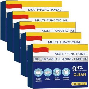 Lot de 5 tablettes de nettoyage multi-fonctions à base d'enzymes biologiques actives, tablettes détachantes puissantes, poudre de nettoyage multi-usage, nettoyant domestique pour vêtements, tables de (WEIWULUJUN, neuf)