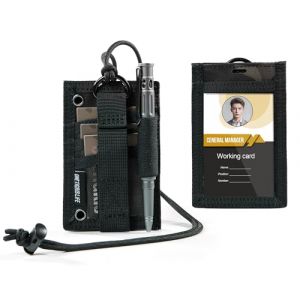 OneTigris 2 en 1 Porte-Carte d&rsquo;Identification Tactique,MOLLE Compatible, Fen&ecirc;tre Transparente, Nylon Cordura 500D, 3 Fentes pour Cartes & Porte-Stylo, Id&eacute;al EDC, S&eacute;curit&eacute;, Activit&eacute;s de Plein Air (FW Gear EU, neuf)