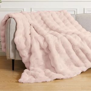 ORINOVA Couverture Rose Fausse Fourrure Plaid Moelleuse 130x150 cm Couverture Doux Chaude Polaire Canap&eacute; Lit Pink Fluffy Blanket (Faux Fur Store, neuf)