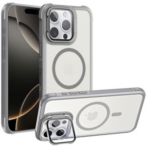 Verco Coque de protection magn&eacute;tique hybride pour iPhone 16 Pro, avec protection rabattable de l'appareil photo, compatible avec MagSafe, gris mat translucide (ATS-Discounter, neuf)