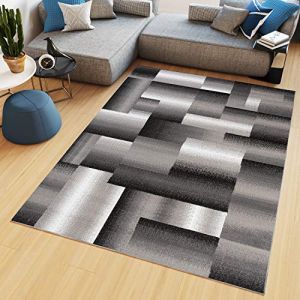 TAPISO Maya Tapis Poil Court Moderne Noir Gris Blanc Géométrique Motif Rectangle Tapis Salon Chambre Salle à Manger Adulte Bureau Oeko-TEX Résistant 200 x 200 cm (TAPISO-FR, neuf)
