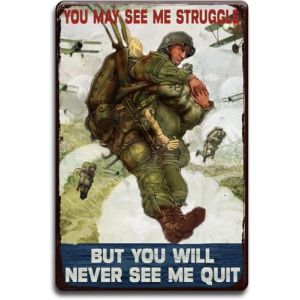 GLOBLELAND Vintage Signe de Plaque de Mur en m&eacute;tal Airborne Army Vintage Affiche Plaque Poster 8&times;12inch D&eacute;coratif pour Home Kitchen Bar Coffee Shop Club Cabin Garage Store D&eacute;coration (GLOBLELAND FR, neuf)