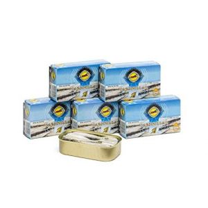 Hoya Petites Sardines à l'Huile d'Olive - Pack 5 boîtes de 115g/14-16 pièces (575g/70-80 pièces). Conserves gourmandes aux petites sardines des côtes espagnoles. (Conservas del Cantábrico, neuf)