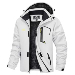 TACVASEN manteau homme hiver chaud veste softshell homme veste a capuche blouson ski blouson moto parka polaire coupe vent imperm&eacute;ables Blanc, L (TACVASEN-EU, neuf)