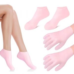 Chaussettes Hydratantes, Chaussettes Gel de Silicone et Gants Hydratants, Douces Antidérapant Chaussette en Silicone Anti-séchage avec Gants Hydratants en Silicone (CAI  CHENGGUO DE DIAN, neuf)