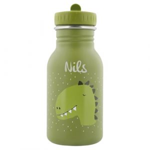 Trixie Dino Gourde en acier inoxydable pour enfant avec nom, 350 ml, anti-fuite, bouchon adapté aux enfants, avec sac à dos en option (Kidslino, neuf)