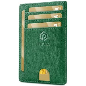 Porte Carte Bancaire Fin et Petit, Portefeuille pour Hommes et Femmes avec Pochette d'argent & Bo&icirc;te-Cadeau, Porte-Cartes de Cr&eacute;dit RFID, Porte Carte Bancaire Anti Piratage pour Homme - Pin Vert (PIRNA, neuf)