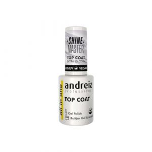 Andreia Professional Vernis Semi-Permanent Top Coat Shine Master- Finition pour Ongles S&eacute;chage UV-LED - Gels Polish Vegan - Id&eacute;al pour le Nail Art - Couche Finale Transparente Extra Glossy - 10.5 ml (Giser - Beauty Professionals, neuf)