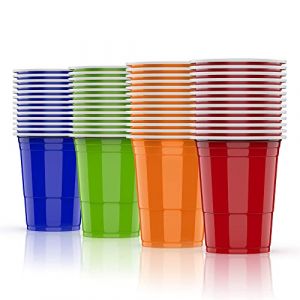 AOLUXLM 52 Pack Gobelets,Tasse &Agrave; Boire 13 Rouges + 13 Bleus + 13 Verts +13 Orange 480 ML / 16 OZ + 6 Boules, Tasse R&eacute;p&eacute;table No&euml;l Anniversaire Mariage (JIAN YUE, neuf)