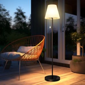 Bawoo Lampadaire solaire d'extérieur avec capteur de lumière, étanche IP65, rechargeable par USB, luminosité à intensité variable, blanc chaud et RVB, lampadaire sans fil pour terrasse, jardin, etc. (GEMA EU, neuf)
