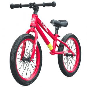 GASLIKE Draisienne 16" pour grands enfants &agrave; partir de 4, 5, 6, 7, 8 ans, pour gar&ccedil;ons et filles, v&eacute;lo sans p&eacute;dale, si&egrave;ge r&eacute;glable, pneus &agrave; air, montage rapide, confortable et tr&egrave;s l&eacute;ger, rouge (YINGXIONG, neuf)