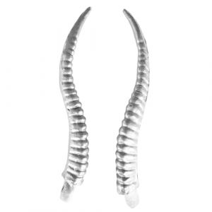 Saiyana PVC - Appliques r&eacute;alistes en forme de corne de mouton - Barrette &agrave; cheveux - Cadeau - Pince &agrave; cheveux - Sac &agrave; dos - Couture artisanale - Patchs pour (argent, petit) (longhukeji, neuf)