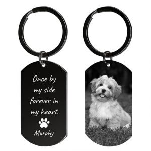 Rainsar Personalised Dog Memorial Gifts & Pet Bereavement Keyring - Double-Sided Photo with Engraving, Sympathy Gift for Loss of a Dog or Cat (YUANIYUSHF, neuf)