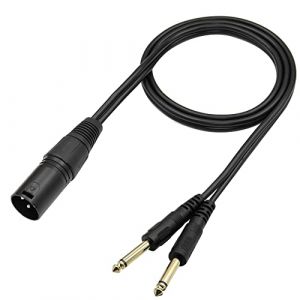 QIANRENON XLR vers 6.35mm Y Répartiteur Audio Câble XLR Mâle à 2 TS 1/4 Mono Double Prise Stéréo Câble 3PinXLR à Double 6,35mm Convertisseur Câble, pour Microphone Amplificateur Mixeur, 1m/3.3ft (qianrenyang, neuf)