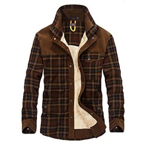 Chemise thermique bûcheron pour homme doublée avec capuche en polaire à carreaux - Chemise en flanelle à manches longues - Fermeture éclair - Chemise à capuche - Veste de bûcheron - Chemise thermique (PANGCON, neuf)