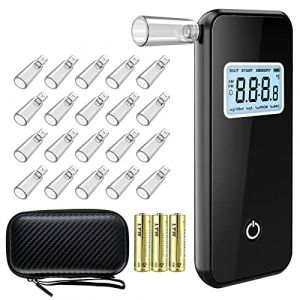 Mayybei Alcootest Ethylotest Electronique,Ethylometre avec Le Capteur Semi-conducteur Haute Sensibilite, Professionnel Testeur d'alcool avec Affichage LCD Numérique,20 Embouchures et 3-AA Batterie (Meibei-EU, neuf)
