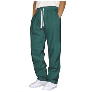 Jogging Homme Pantalon Baggy Sweatpants Mode Sport Pantalon de Surv&ecirc;tement Taille &Eacute;lastique Pants Large Workout Training Chaud Pants Poches Automne de surv&ecirc;tement Homme doubl&eacute; (Dark Green, XXXL) (anchuanj, neuf)