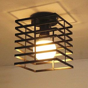 iDEGU Vintage Plafonnier Industriel en M&eacute;tal Cage Hexagone Suspensions Lustres Abat-Jour G&eacute;om&eacute;trique Design Luminaire E27 Lampe de Plafond pour Chambre Caf&eacute; Restaurent Entr&eacute;e Couloir, 16 CM (Cube) (IDEGU, neuf)