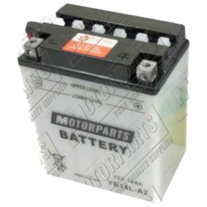 Batterie Motorparts Minarelli YB14L-A2 12 V 14 Ah compatible avec Aprilia Scarabeo 500 2003 > 2006 sp&eacute;cification moto scooter compl&egrave;te (ricambi europa, neuf)