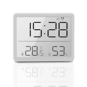 PZJFH R&eacute;veil num&eacute;rique avec affichage de la temp&eacute;rature et de l'humidit&eacute; de l'air LCD Petit design d'aspiration multifonction 12/24 heures ℃/℉ Batterie Support pour la maison, les &eacute;tudiants, le (Huankang Li trade, neuf)