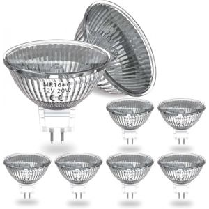 DoRight Ampoule Halog&egrave;ne GU5.3 MR16 20W 12V Blanc Chaud 2800K Dimmable, Couvercle en Verre 320Lumen 2 Broches Projecteur Remplacement de 30W Halogene, Lot de 8 (sjwndka, neuf)