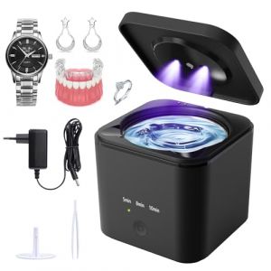 Helmsyde Nettoyeur Ultrasonique UV 45kHz Nettoyeur de Retenue à Ultrasons 190ml Nettoyeur Ultrasons Portable Nettoyeur Ultrason Appareil Dentaire pour Aligneurs Prothèses Gouttières Blanchimen Bijoux (Victop, neuf)