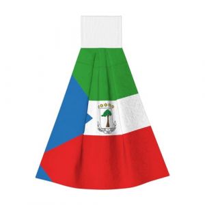 Lingettes absorbantes en velours corail, motif drapeau de la Guinée équatoriale – Serviettes à suspendre pour cuisine, salle de bain, camping, extérieur et plus encore (gaunjuhaodianpu, neuf)