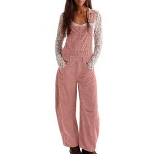 Salopette Femme Velours C&ocirc;tel&eacute; Combinaison &agrave; Jambes Larges avec Poche Salopettes de Travail Ete Grande Taille Soldes Combinaison Pantalon Sexy sans Manches D&eacute;contract&eacute; Playsuit Baggy Jumpsuit (⭐⭐⭐⭐⭐AEGJEGVD⭐⭐⭐⭐⭐, neuf)