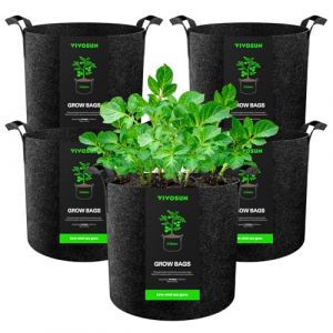VIVOSUN Lot 5 Sac de Plantation 12L Sacs de Culture Tissu Non Tiss&eacute;, Pots Tissu &Eacute;pais Haute R&eacute;sistance avec Poign&eacute;es pour L&eacute;gumes, Fleurs, Fruits, Serre et Jardin (VIVOSUN EU, neuf)