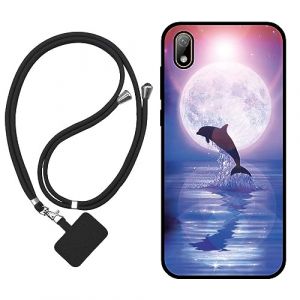 Sunrive Coque Compatible avec Huawei Y5 2019/Honor 8s,TPU &Eacute;tui Housse Protecteur Souple Gel Mat Back Cover Mignon Motifs Antichoc Case(Lune,Dauphins,mer)+1x Universelle Dragonne (sunrive, neuf)