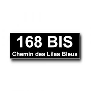 Plaque Boite aux Lettre Personnalisable - 12 Cm x 5 Cm - Num&eacute;ro de Maison et Adresse - Grav&eacute;e et Personnalis&eacute;e pour Plaque de Rue - Chiffre Maison - Ext&eacute;rieur - Autocollant (Noir) (France-gravures, neuf)