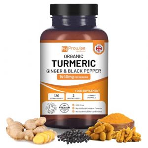 Curcumine au curcuma 1440 mg avec poivre noir et gingembre I 120 capsules de curcuma v&eacute;g&eacute;talien haute r&eacute;sistance (2 mois d'approvisionnement) I Fabriqu&eacute; au Royaume-Uni par Prowise Healthcare (PROWISE HEALTHCARE, neuf)