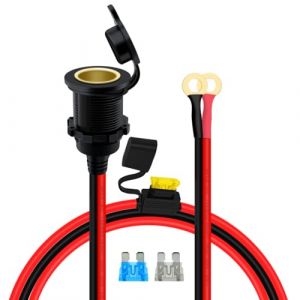 YINGAYOU Prise Allume Cigare Femelle &agrave; Joint Torique 8mm 14AWG 20A Prise Allume Cigare avec Filetage 12V 24V avec Fusible, pour Voitures, Camions, Camping Cars (2 m) (YINGAYOU, neuf)