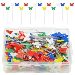 KBNIAN 400 PCS Épingles à Couture, Épingles à Tête, Épingles Couture à Tête Plate, Épingles à Coudre, Épingles à Tête Couture, Pique Epingle Couture en Forme de Papillon pour Artisanat (MonkeyKing-Euro, neuf)
