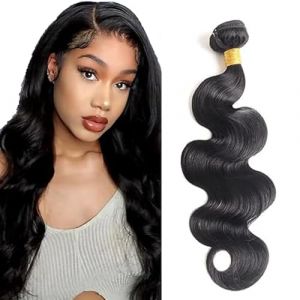 Tuheerst Body Wave Human Hair Bundles Tissage Bresilien en lot Cheveux Humain Black Human Hair Extensions Tissage Cheveux Naturels Double Weft Remy Hair Single Bundle for Woman 24 Pouce (QC Hair, neuf)