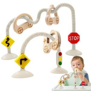 Jouet en Silicone de Qualité Alimentaire à Ventouse pour Chaise Haute, Jouet d’Éveil Sensoriel pour Bébé 6 7 8 9 12 Mois, Jouet de Table Éducatif pour le Développement, Cadeau de Naissance, Ivory (Enjoyshop EU, neuf)