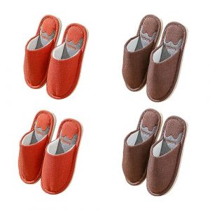 Teceyfeet 4 Paires Chaussons Invités lot Hiver Pantoufles Femmes Chaussons de Maison Lavables Slippers Hôtel Pantoufles Confortable Slippers Homme Chausson Int&eacute;rieur Slippers (Tianmao, neuf)