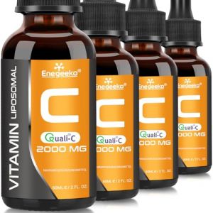 Vitamine C liposomale 2000 mg x 60 ml avec vitamine C Quali®-C, biodisponibilité la plus élevée, booster du système immunitaire, collagène fort, soutien de la peau anti-âge (lot de 4) (super vaule, neuf)