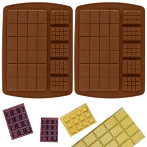 2 PCS Moule Silicone Chocolat, Moules &Agrave; Barres De Chocolat De Duba&iuml;,Moule &Agrave; Tablette De Chocolat Profond,Moule &agrave; Chocolat Antiadh&eacute;sif Pour Morceaux De Chocolat Prot&eacute;in&eacute; Barre (LILELexiaoqi, neuf)