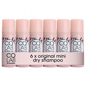 COLAB Lot de 6 mini shampoings secs, originaux, 50 ml, sans résidus blancs, sans tracas, tous types de cheveux, parfum frais (SLG BRANDS LTD, neuf)
