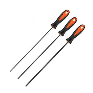 KEQAR Lime Tron&ccedil;onneuse 3 Pi&egrave;ces, Lime pour Cha&icirc;ne de Tron&ccedil;onneuse, Aiguiseur et Aff&ucirc;teur Cha&icirc;ne Tron&ccedil;onneuse, avec Poign&eacute;es, Facile &agrave; Tenir, Adapt&eacute;es &agrave; la Tron&ccedil;onneuse (4,0 mm, 4,8 mm, 5,5 mm) (APENGPENG, neuf)