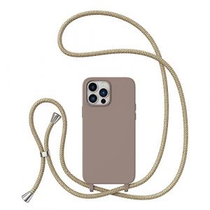 ZTOFERA Coque avec Cordon pour iPhone 13 Pro, &Eacute;tui Housse Silicone Liquide avec Cha&icirc;ne Collier Antichoc Protection Cover avec Bandouli&egrave;re R&eacute;glable Lanyard Coque pour iPhone 13 Pro, Marron (utopmore, neuf)