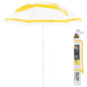 Cressi Sunshell Umbrella - Parasol d'Ext&eacute;rieur L&eacute;ger et Portable pour se Prot&eacute;ger du Soleil et des Intemp&eacute;ries, Blanc/Jaune/Noir, &Oslash; 200cm, Unisex (Cressi 1946, neuf)
