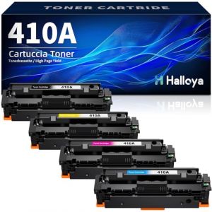 Halloya 410A Compatible Toners pour HP CF410A CF410X 410X 410A Cartouches de Toner pour HP Color LaserJet Pro MFP M477fdw M477fnw M477fdn M452nw M377dw M452dn M452dw M477 M452(4-Pack) (Chenyi shop, neuf)