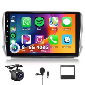 【8 Cœur 6+128G】 Hodozzy Carplay Autoradio pour Peugeot 208/2008 2012-2018, 10 Pouces Ecran Tactile Android Autoradio avec Android Auto/WiFi/GPS/RDS/FM/Bluetooth 5.0/USB (Hodozzy, neuf)