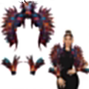 Herbst Col &agrave; plumes avec manchettes en plumes - Cape gothique - Cape de plumes - Cape de contre-aisselles - Costume de corbeau pour femme, color&eacute;, taille unique (Everydayamz, neuf)