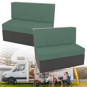 BAKENLON Housse de Coussin de Si&egrave;ge de Caravane, 4 Pi&egrave;ces Housses de Coussin pour Si&egrave;ge de Caravane avec Sangle &eacute;lastique, Housse de Banquette Camping-Car pour Dinette de Camping-Car (Vert c&egrave;dre) (LHSM, neuf)