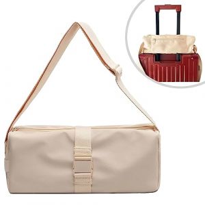 Sac de Sport, Woukksy Sac de Voyage Femme, Couleurs Bonbon Sac de Voyage en Tissu Oxford L&eacute;ger Imperm&eacute;able pour Week-End Voyage, Gym, Natation, Randonn&eacute;e, Yoga & Sauna - Beige (HS-EU Direct, neuf)