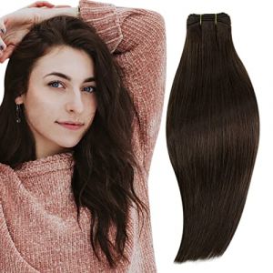 RUNATURE Extension Tissage Cheveux Naturel Brun Tissage Naturel Cheveux Humain Marron Foncé Extensions Vrai Humain Cheveux Tissage Double Trame 20 Pouces/50cm 100g #2 (Runature EU, neuf)